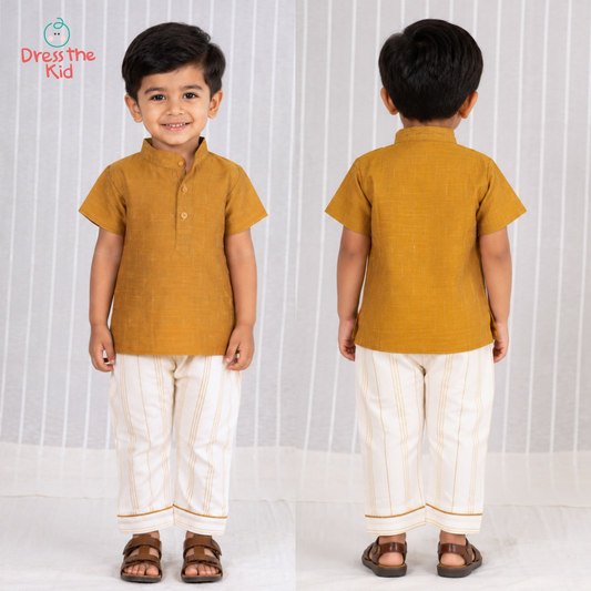 Boys Goldenish Kurta Set