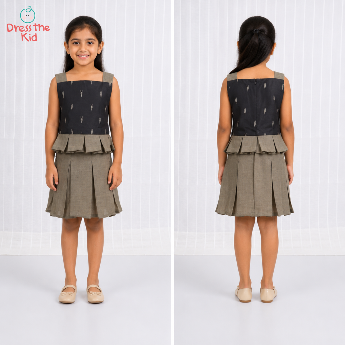 Black Top & Box-Pleat Co-ord