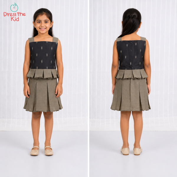 Black Top & Box-Pleat Co-ord