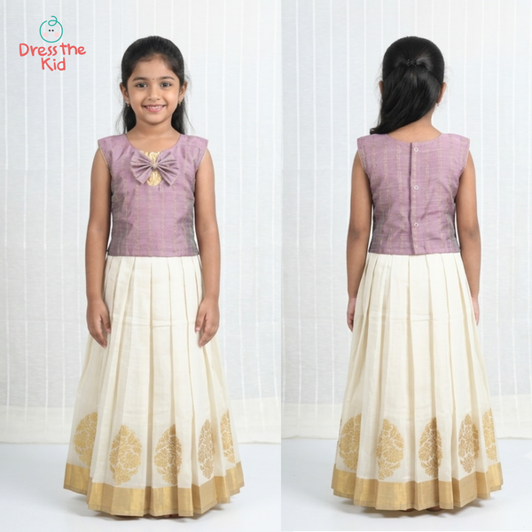 Onam Pavadai / Lehenga — Baby Pink (bow)