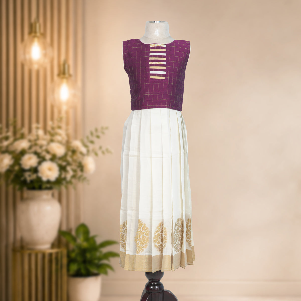 Onam Pavadai / Lehenga — Grape